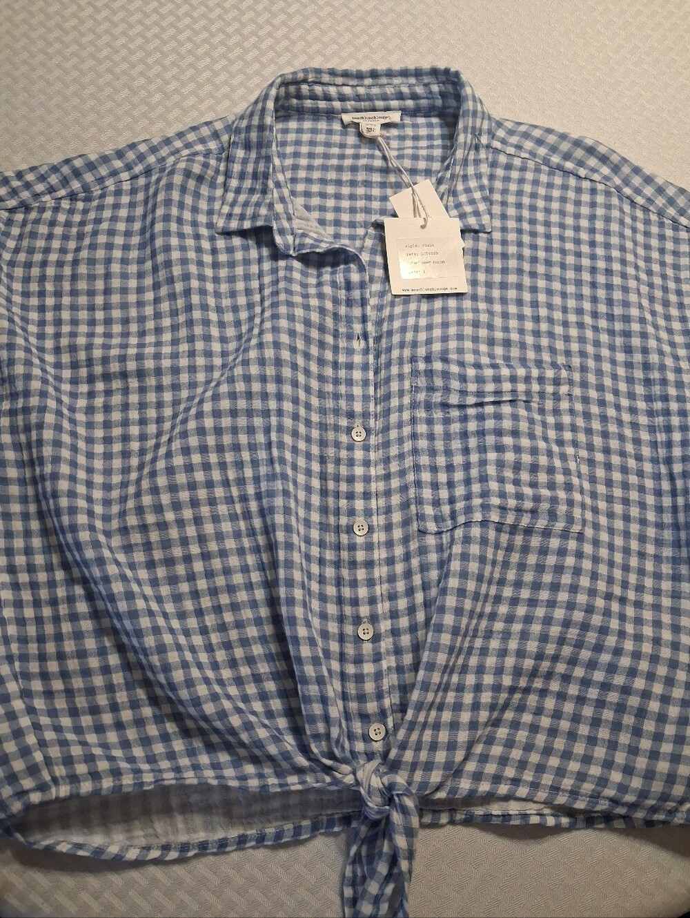 Beach Lunch Lounge Blue Gingham Button-Down Womens Shirt